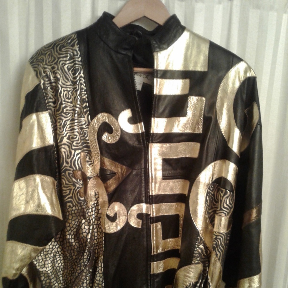 Julian K Black and Gold leather jacket